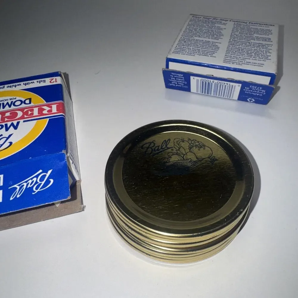 2pk 12 Count (24Lids) Lot Vtg BALL Regular Mouth Jar Dome Lids 2002 New open